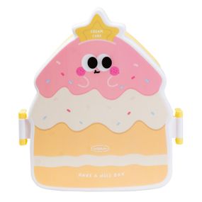 Детский ланч бокс на две секции 950 мл пластиковый с вилкой и ложкой "Пирожное" Желтый HP12271Y