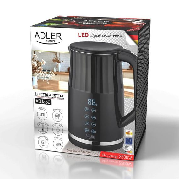 Чайник електричний з регулятором температури Adler AD-1350-LED 1.7 л чорний | Зображення 4