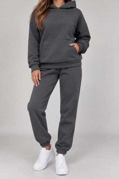 Спортивний костюм жіночий на флісі  -уцінка, колір темно-сірий, 257R85-U-14