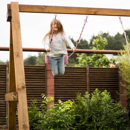 Дитячі садові гойдалки на мотузках KRUZZEL, пудрово-рожеві, для дому та саду, навантаження до 50 кг | Зображення 9