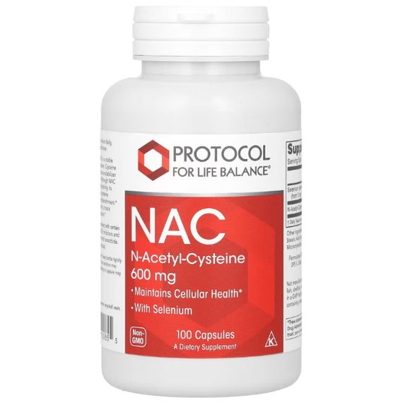 Ацетилцистеин Protocol for Life Balance NAC (N-Acetyl-Cysteine) 600 mg 100 Veg Caps