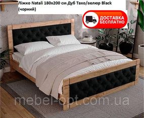 Ліжко Natali 180x200 см Дуб Тахо/велюр Black (чорний)  вибір кольору оббивки