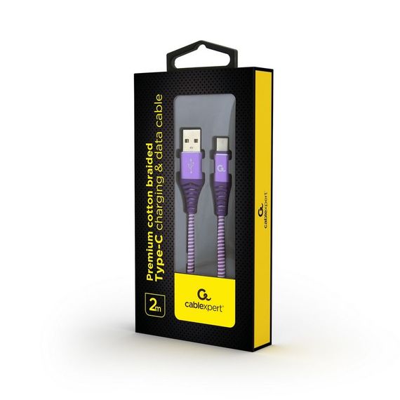 Кабель Cablexpert CC-USB2B-AMCM-2M-PW, USB 2.0 A-тато/Type-C тато, 2,0 м. | Зображення 1