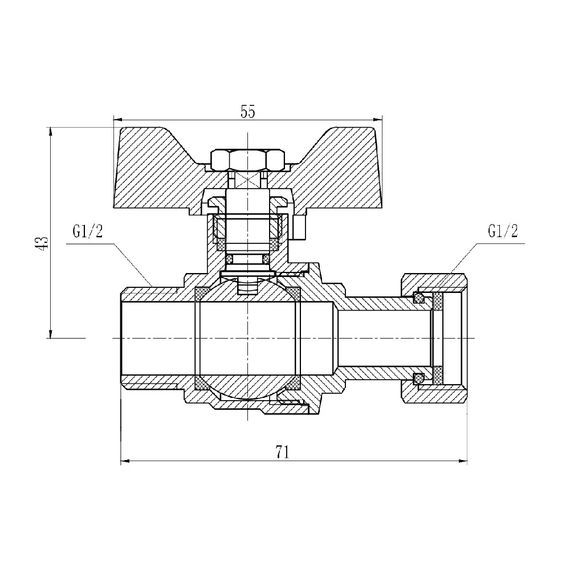 Кран кульовий з накидною гайкою SD Forte 1/2" ВЗ для води прямий SF261W15 | Зображення 1