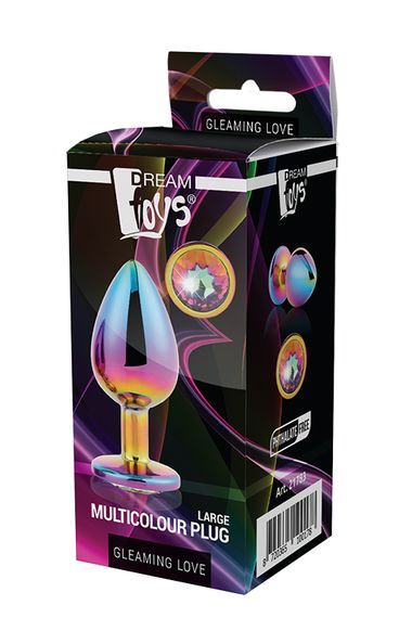 Dt21783 Райдужна анальна пробка GLEAMING LOVE MULTICOLOUR PLUG LARGE, Радужный | Зображення 1
