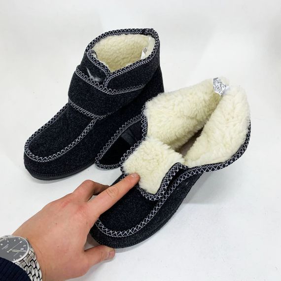 Чоботи черевики жіночі зимові 39р 25см, Калоші утеплені чорного кольору, Суконні зимові бурки GQ-60