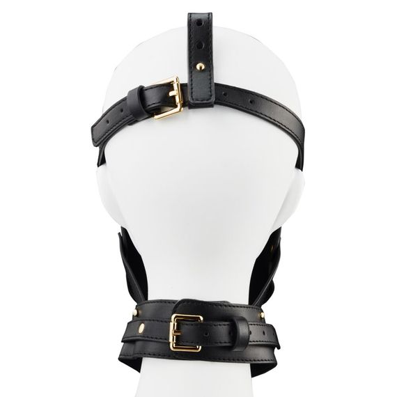 Маска-збруя для мінету з повідцем LOCKINK SEVANDA Blowjob Head Muzzle with Leash, чорна | Зображення 8