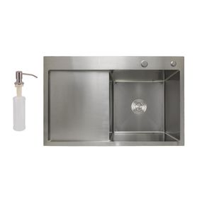 Мийка для кухні інтегрована Lidz Handmade H7849L крило зліва (LDH7849BRUL45592) Brushed Steel 3,0/1,0 мм