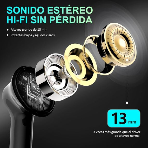 Бездротові навушники Bluetooth Cervanta, навушники Bluetooth 5.3 зі стереозвуком Hi-Fi, навушники-вкладки з в | Зображення 5