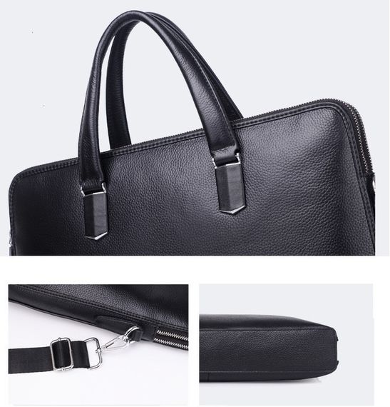 Кожаная мужская деловая сумка-портфель портфель для ноутбука черный Tiding Bag 64028 | Зображення 8