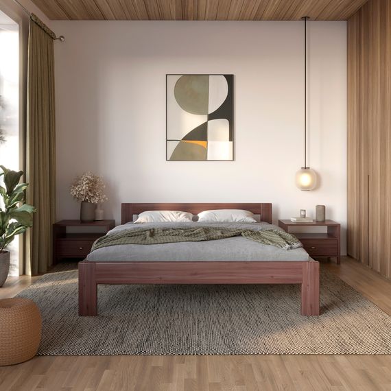 Двоспальне дерев&#039;яне ліжко Mebigrand Делі Горіх темний 180х190 см (MBG-3874)