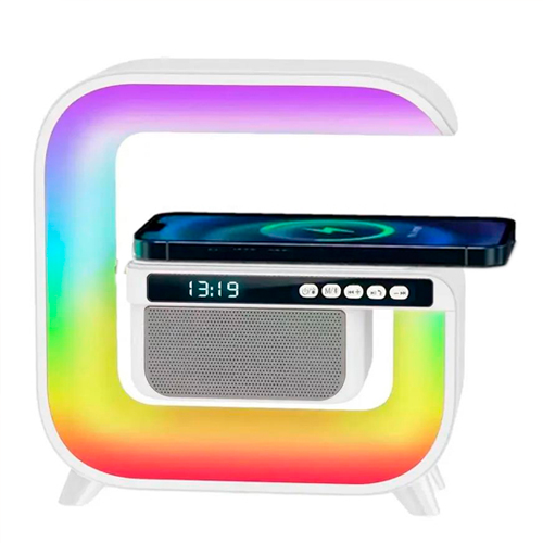 Акумуляторний світильник XM-G3 mini, RGB нічник, годинник, бездротова зарядка, Bluetooth колонка | Зображення 1