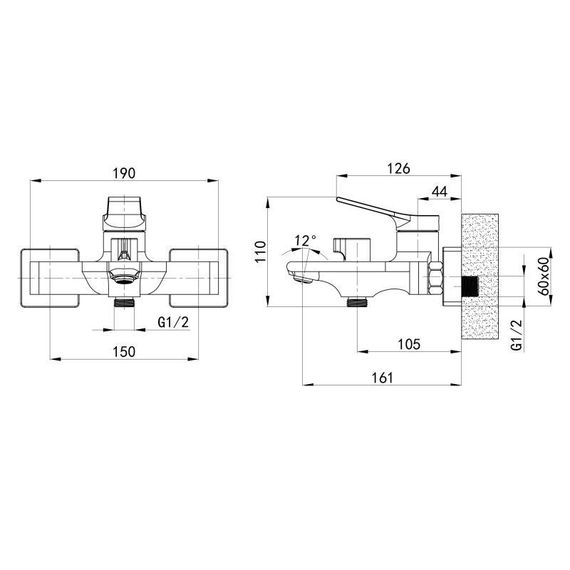 Змішувач для ванни Qtap Arvin з душовим гарнітуром QTARV259CRM48640 Chrome | Зображення 1
