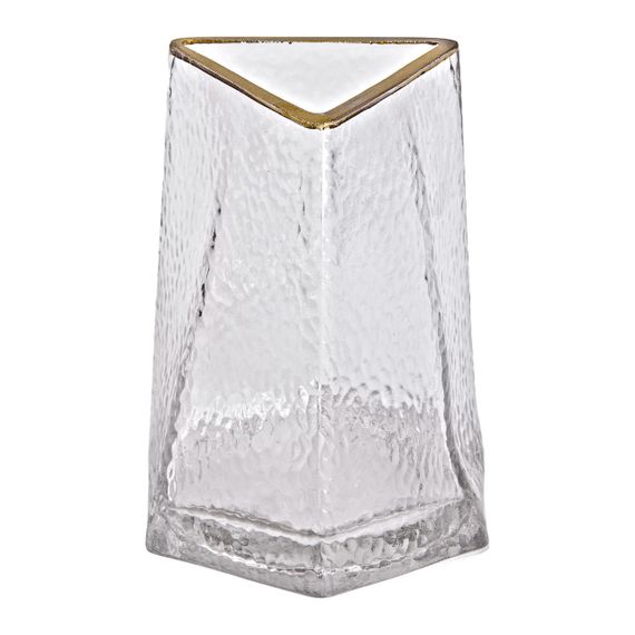 Стеклянная ваза для цветов, декоративный треугольник с золотой каймой, 16 см HP-1709