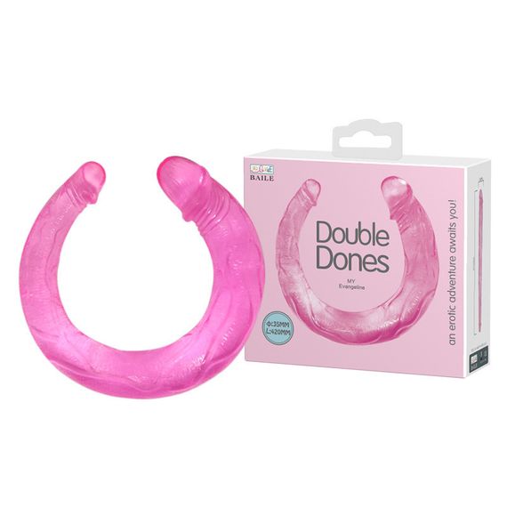 Двусторонний фаллоимитатор BAILE Double Dones, розовый, 42 × 3.5 см Sex Aura