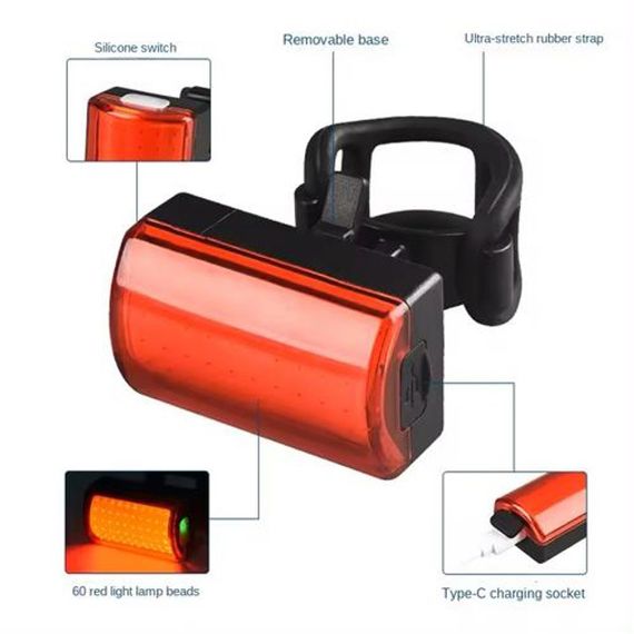 Задній попереджувальний ліхтар для велосипеда MY-2105-60LED, Велосипедний ліхтар задній габаритний ZV-31 | Зображення 4