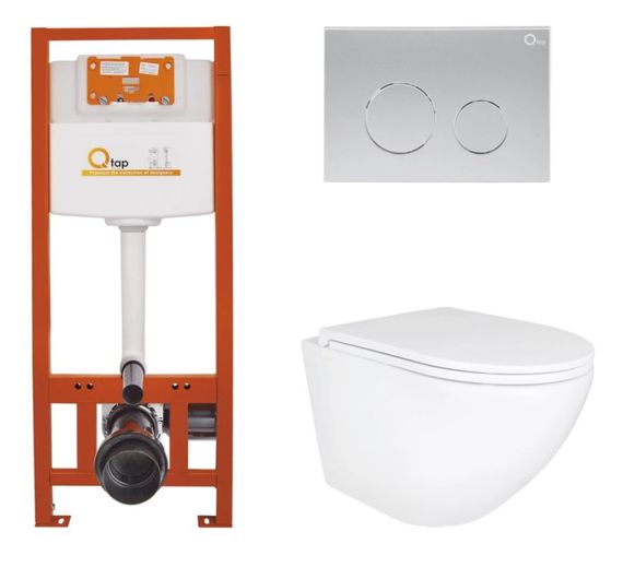 Набір Qtap Nest 4 в 1 підвісний унітаз Robin Ultra Quiet 490x365x325 + комплект інсталяції QT1333046EUQW45145