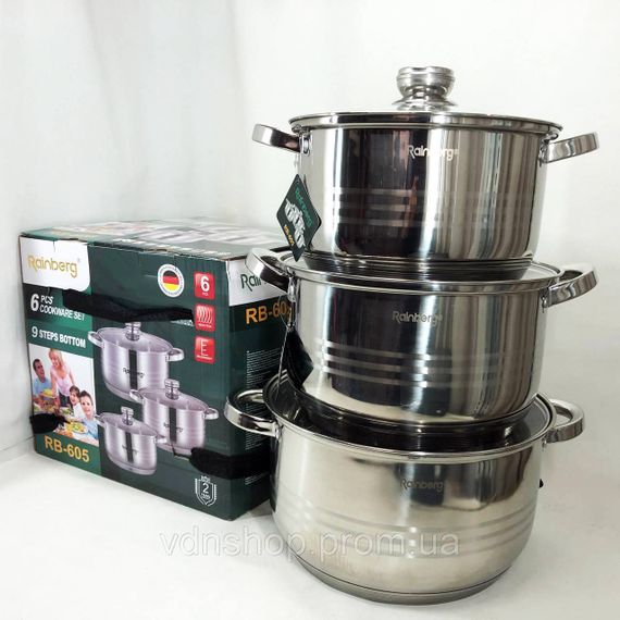 Набір посуду для будь-яких плит, Набір каструль з міцним антипригарним покриттям посуду для дому CB-50 | Зображення 8