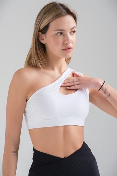 Жіночий Спортивний Топ З Ефектом Push Up На Одне Плече Without Yoga  White | Зображення 3