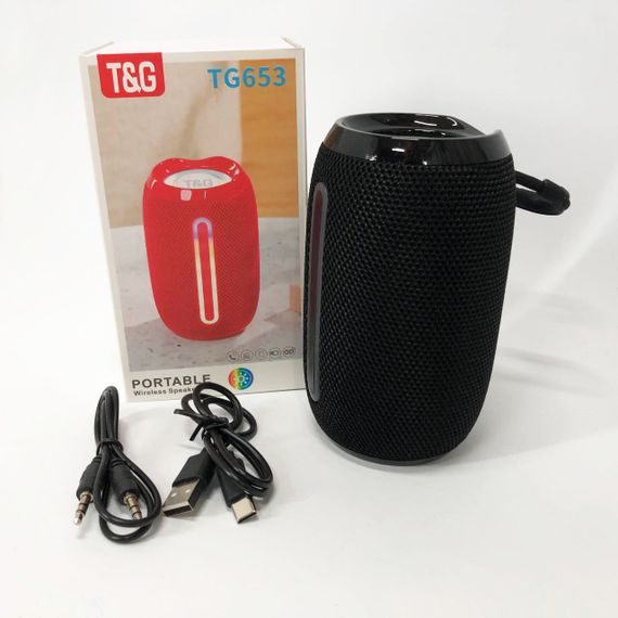 Портативная Bluetooth-колонка TG653 USB с ремешком. AQ-873 Цвет: черный | Зображення 1