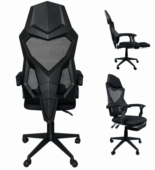 Комп'ютерне офісне крісло з підставкою для ніг Bonro B-918 чорне