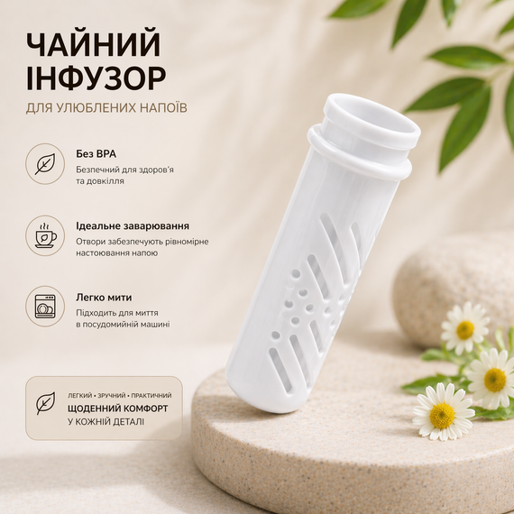 Термокухоль 650 мл із соломинкою та чайним інфузором, Чорно Білий "JUST TO BE DIFFERENT" —  без BPA, антиковзкий | Зображення 2