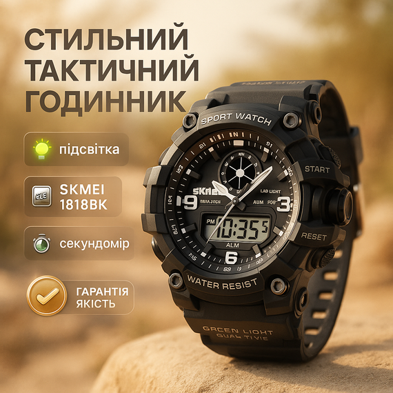 Спортивные прочные часы SKMEI 1818BK, Армейские мужские часы хорошее качество Спортивние наручные CM-22