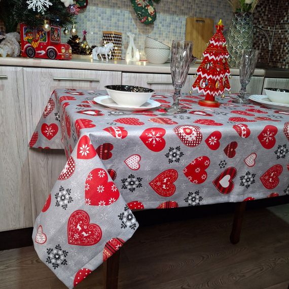 Скатертина SoundSleep Winter Love новорічна водостійка 110х140 см сіра (2800004658539) | Зображення 2