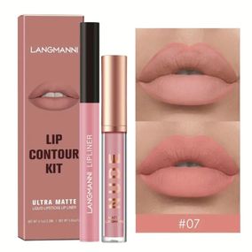 Набір 2 в 1 (рідка матова помада і контурний олівець) Langmanni №07