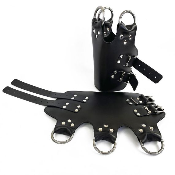 Поножі-манжети для підвісу за ноги Art of Sex – Leg Cuffs For Suspension, чорні, натуральна шкіра | Зображення 1