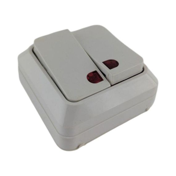 Выключатель накладной двухклавишный (2-кл) с подсветкой, в пакете | Зображення 3