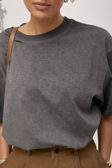 Футболка вільного фасону з ефектом тай-дай - темно-сірий цвет, ONE SIZE (є розміри) | Зображення 3