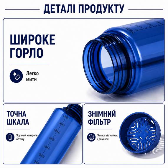 Бутылка для воды KANGZYUAN 500 мл Tritan спортивная, BPA Free, с герметичной крышкой Синяя | Зображення 4