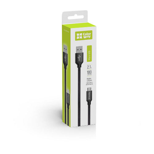 Кабель USB MicroUSB ColorWay CW-CBUM002-BK 2,1А 1м чорний | Зображення 2