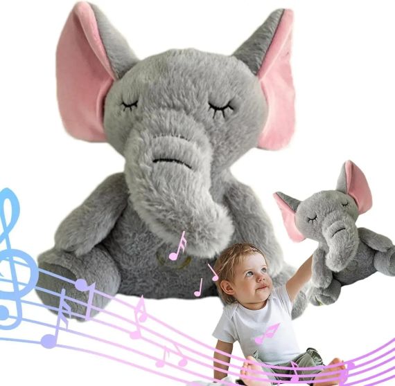 Интерактивная мягкая игрушка-ночник дышащий Слоник Elephant Серый Успокаивающая плюшевая игрушка Слоник | Зображення 1