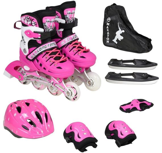 Дитячі ролики-ковзани 2 в 1 Maraton Ice (розсувні) | Змінні леза та колеса PU