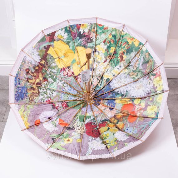 Парасолька механічна з принтом надійна з поліестеру діаметр 99 см Рожева HP-23-3M | Зображення 2