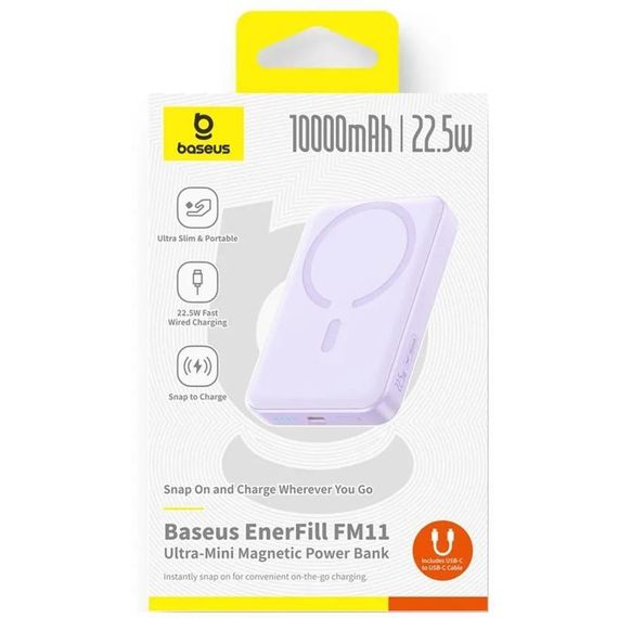 Портативний ЗП Power Bank Baseus EnerFill FM11 Ultra-Mini 22.5W з БЗП 10000mAh (PPFM11-1022) Nebula Purple | Зображення 2