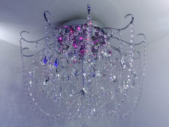 Люстра стельова кришталева з пультом 25487 Хром 49х63х63 см. | Зображення 6