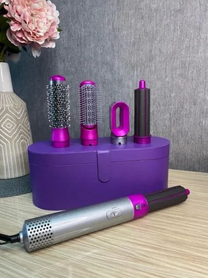 Стайлер + Коробка 5в1 HAIR BRUSH Styler для різних типів волосся з функціями надання об'єму, випрямлення, укладання Фіолетовий
