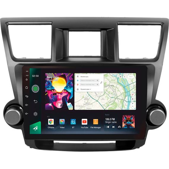 Штатна магнітола Sigma PRO 10464 4+64 Gb Toyota Highlander 2 XU40 2007-2013 (A) 10"