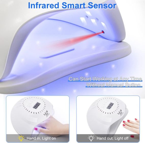 Світлодіодна УФ-лампа для нігтів 168 Вт, швидковисихна лампа для сушіння нігтів, УФ-лампа для гелевих нігтів | Зображення 3