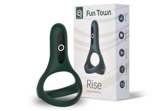 Двойное эрекционное кольцо Fun Town Rise Turquoise, управление со смартфона sexstyle