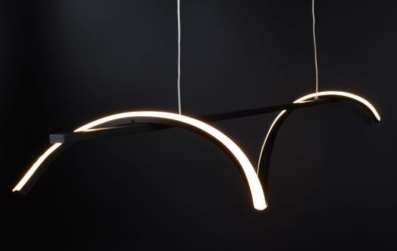 Люстра світлодіодна підвісна LED світильник для квартири на стелю лед 26738 Чорний 30-160х10х120 см. | Зображення 3