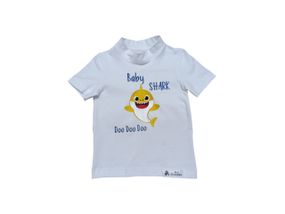 Футболка дитяча трикотажна білий з вишивкою акуляченя BABY SHARK 110