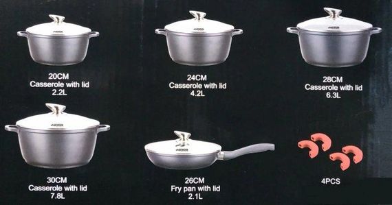 Набір каструль з кришками та сковородою Benson BN-329 набір кухонний 10 предметів посуд для кухні | Зображення 1