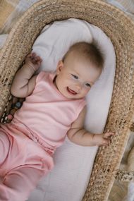 Дитячий комплект для малюка боді майка та штанці, інтерлок рубчик, рожевий 68