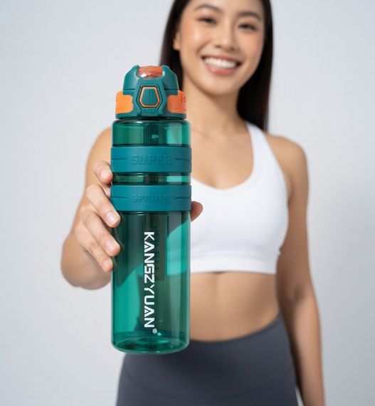 Спортивная бутылка для воды KANGZYUAN 700 мл Зеленая Тритановая (BPA Free), с клапаном и поилкой | Зображення 4