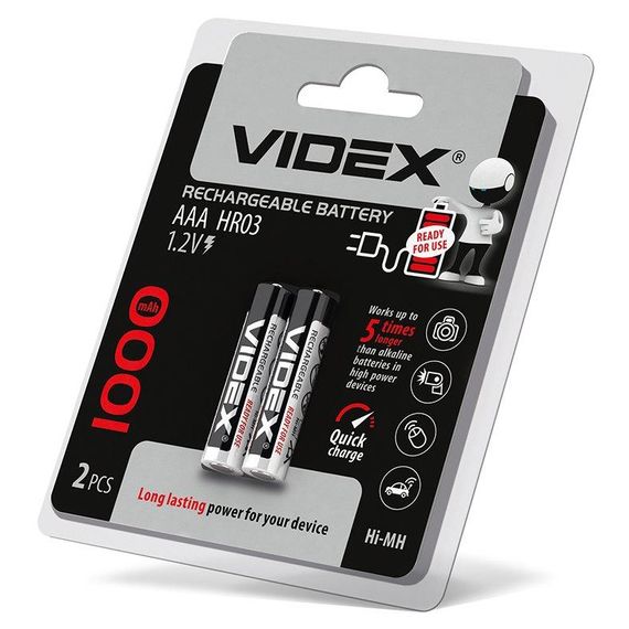 Акумулятори Videx HR03/AAA 1000mAh double blister/2шт | Зображення 1