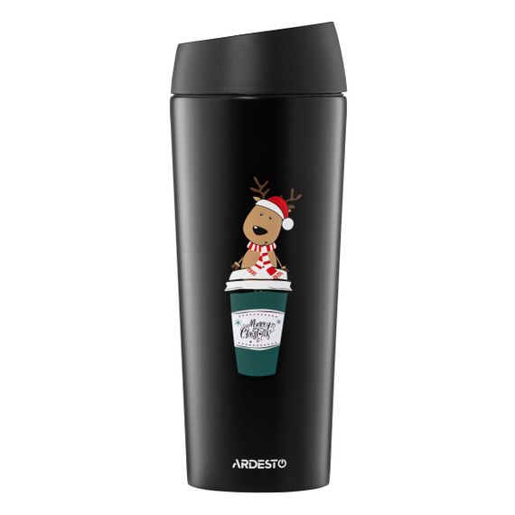 Термочашка Ardesto Сoffee Time Reindeer AR2645RN 450 мл чорна